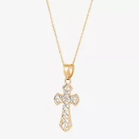 Limited Quantities! Womens 14K Gold Cross 18 Inch Pendant Necklace