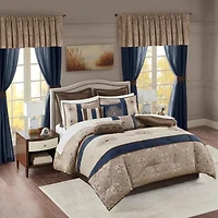 Madison Park Essentials Parker Jacquard Embroidered 24-pc. Complete Bedding Set with Sheets and Window Treatments