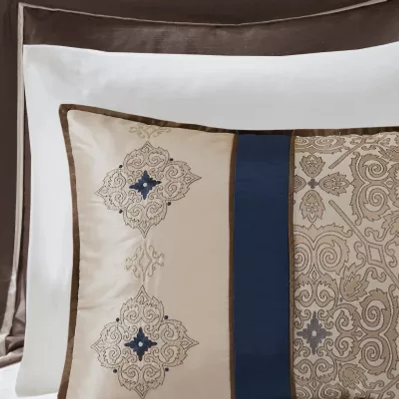 Madison Park Essentials Parker Jacquard Embroidered 24-pc. Complete Bedding Set with Sheets and Window Treatments