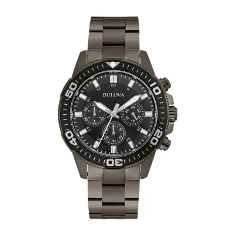 Bulova Mens Chronograph Gray Stainless Steel Bracelet Watch 98a249