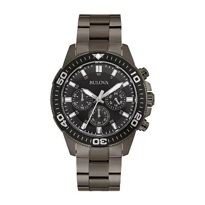 Bulova Mens Chronograph Gray Stainless Steel Bracelet Watch 98a249