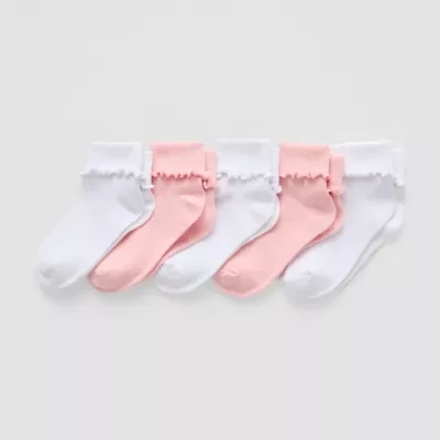 Okie Dokie Toddler Girls 5 Pair Turncuff Socks