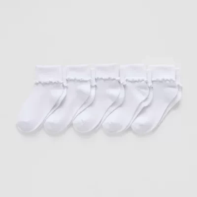 Okie Dokie Toddler Girls 5 Pair Turncuff Socks