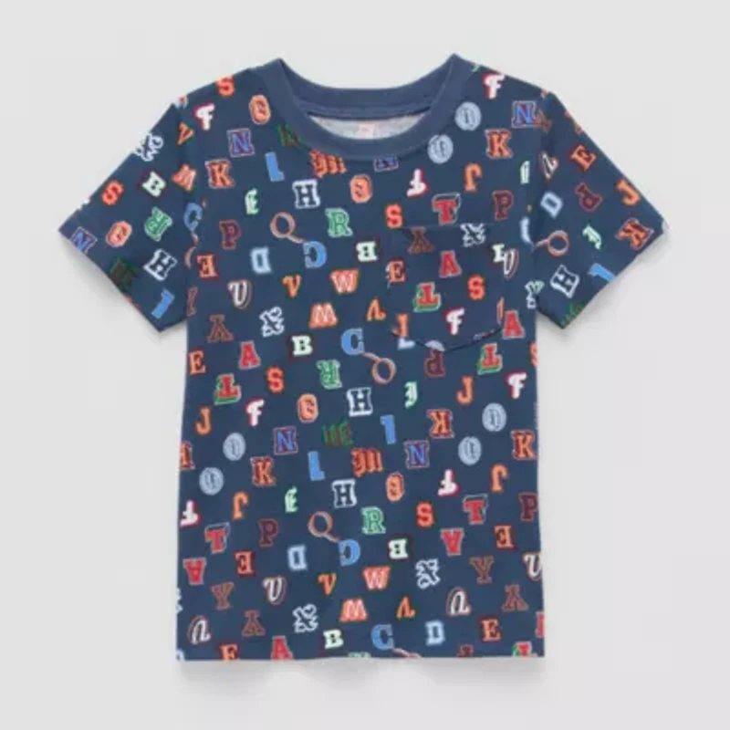 Okie Dokie Toddler & Little Boys Crew Neck Short Sleeve Regular Fit Graphic T-Shirt