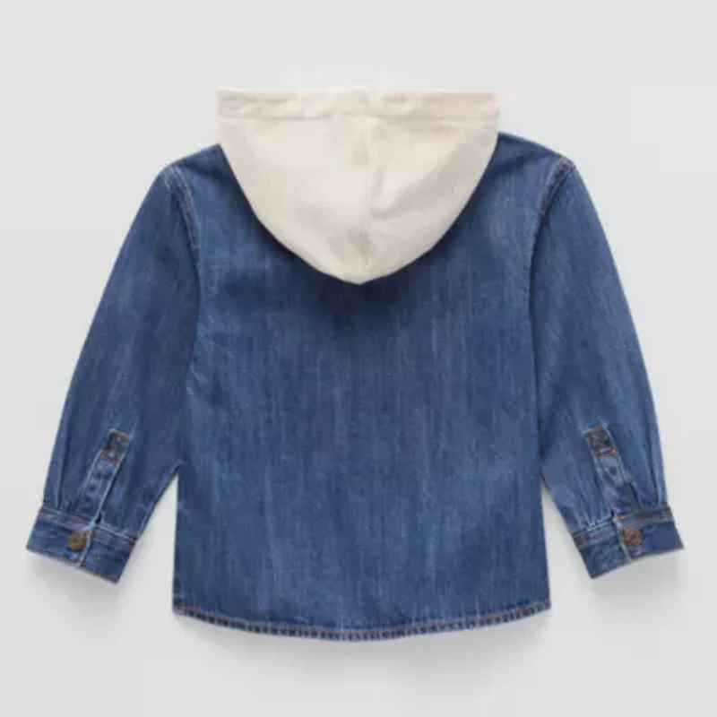 Okie Dokie Boys Denim Hooded Lightweight Varsity Jacket
