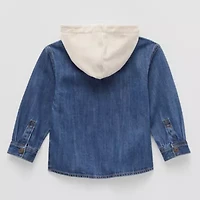 Okie Dokie Boys Denim Hooded Lightweight Varsity Jacket