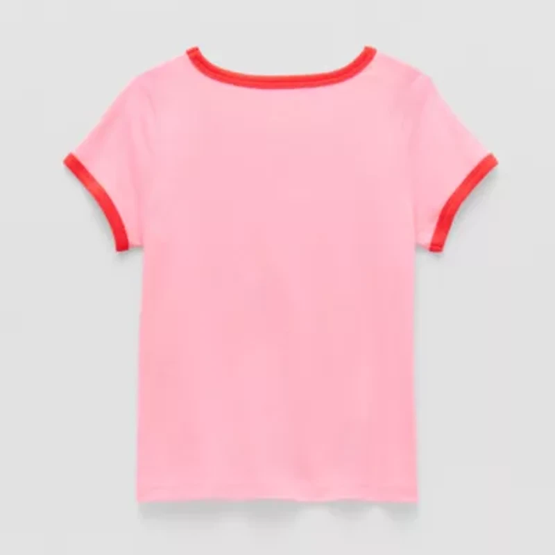 Okie Dokie Toddler & Little Girls U Neck Short Sleeve Graphic T-Shirt