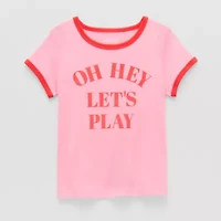 Okie Dokie Toddler & Little Girls U Neck Short Sleeve Graphic T-Shirt