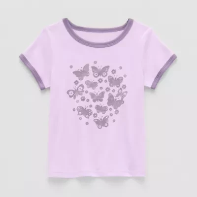 Okie Dokie Toddler & Little Girls U Neck Short Sleeve Graphic T-Shirt