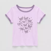 Okie Dokie Toddler & Little Girls U Neck Short Sleeve Graphic T-Shirt