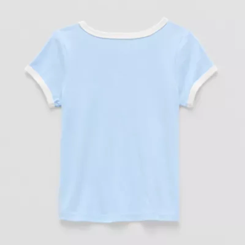 Okie Dokie Toddler & Little Girls U Neck Short Sleeve Graphic T-Shirt