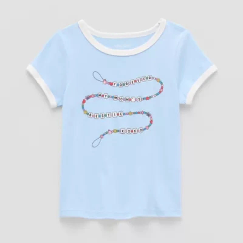 Okie Dokie Toddler & Little Girls U Neck Short Sleeve Graphic T-Shirt