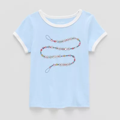 Okie Dokie Toddler & Little Girls U Neck Short Sleeve Graphic T-Shirt