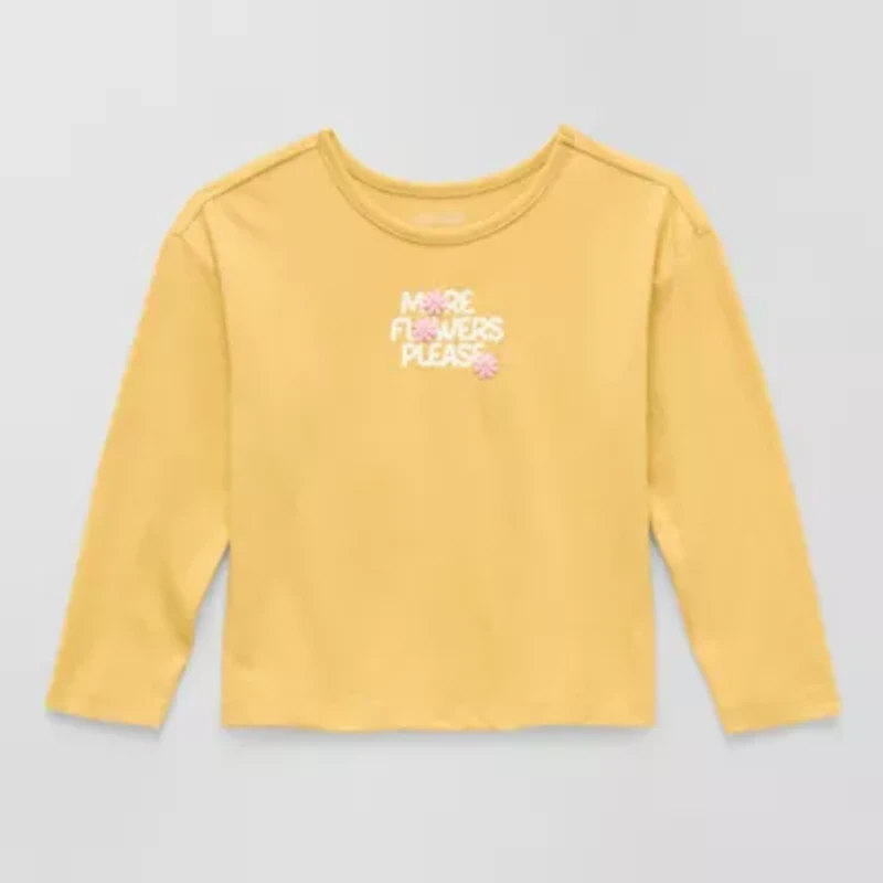 Okie Dokie Toddler & Little Girls Round Neck Long Sleeve Graphic T-Shirt