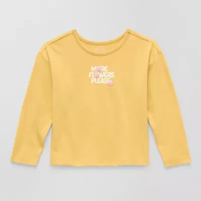 Okie Dokie Toddler & Little Girls Round Neck Long Sleeve Graphic T-Shirt