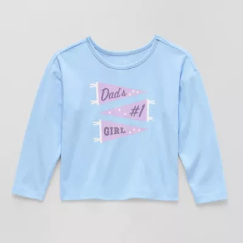 Okie Dokie Toddler & Little Girls Round Neck Long Sleeve Graphic T-Shirt