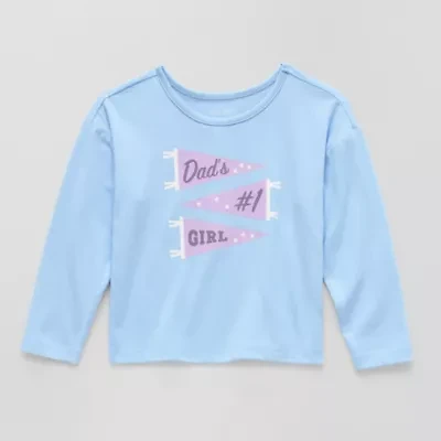 Okie Dokie Toddler & Little Girls Round Neck Long Sleeve Graphic T-Shirt