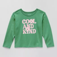 Okie Dokie Toddler & Little Girls Round Neck Long Sleeve Graphic T-Shirt