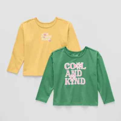 Okie Dokie Toddler & Little Girls Round Neck Long Sleeve 2-pc. Graphic T-Shirt