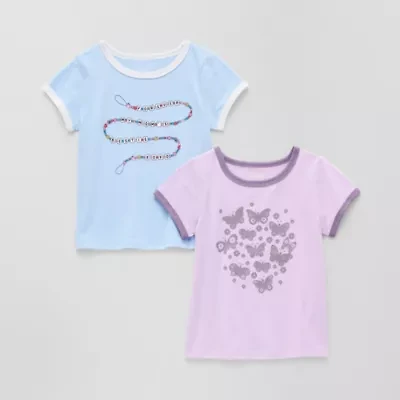 Okie Dokie Toddler & Little Girls Round Neck Short Sleeve 2-pc. Graphic T-Shirt