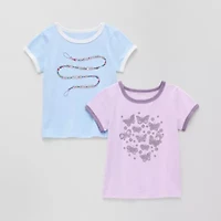 Okie Dokie Toddler & Little Girls Round Neck Short Sleeve 2-pc. Graphic T-Shirt