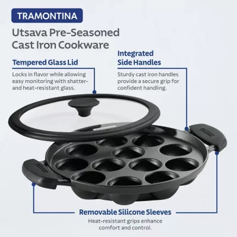 Tramontina Pre-Seasoned Cast Iron Paniyarakkal Pan