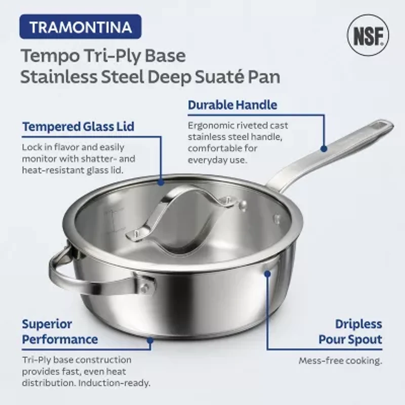 Tramontina Tempo Tri-Ply Stainless Steel 3.5-qt. Sauce Pan