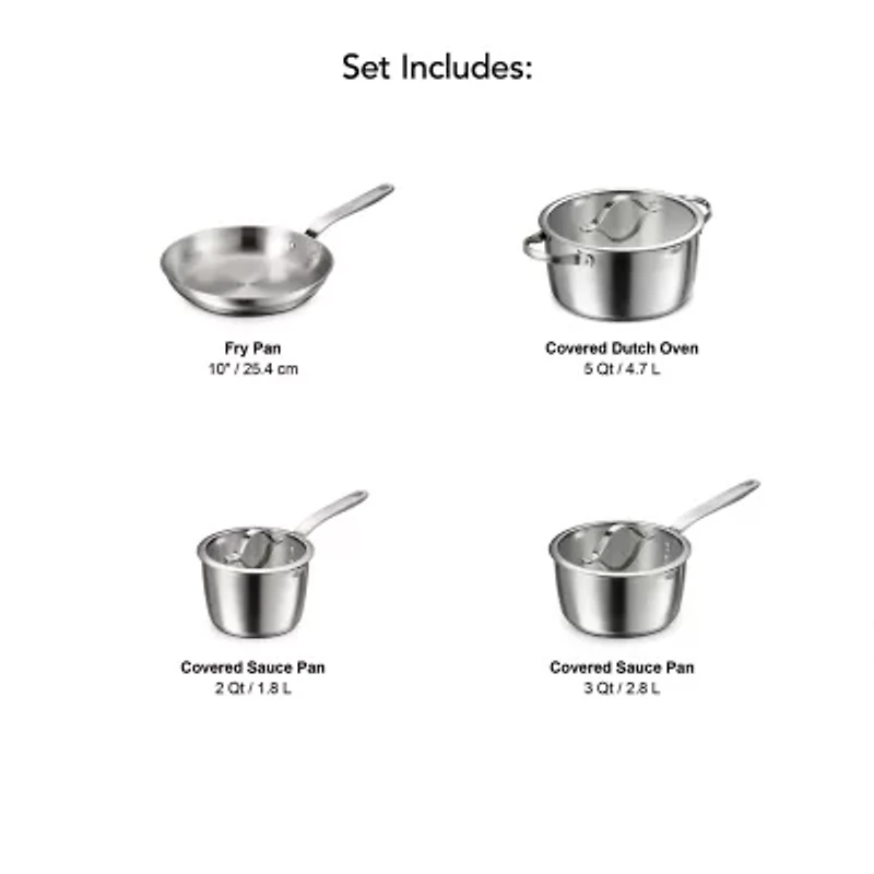 Tramontina Tempo Tri-Ply Stainless Steel 7-pc. Cookware Set