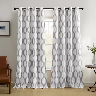 Elrene Home Fashions Renzo Geo Ikat Grommet Top Energy Saving Blackout Single Curtain Panel