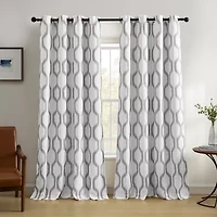 Elrene Home Fashions Renzo Geo Ikat Grommet Top Energy Saving Blackout Single Curtain Panel