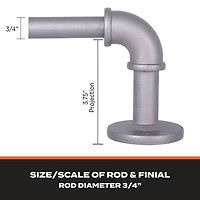 Sun Zero Room Darkening Bronn Industrial 3/4 Curtain Rod