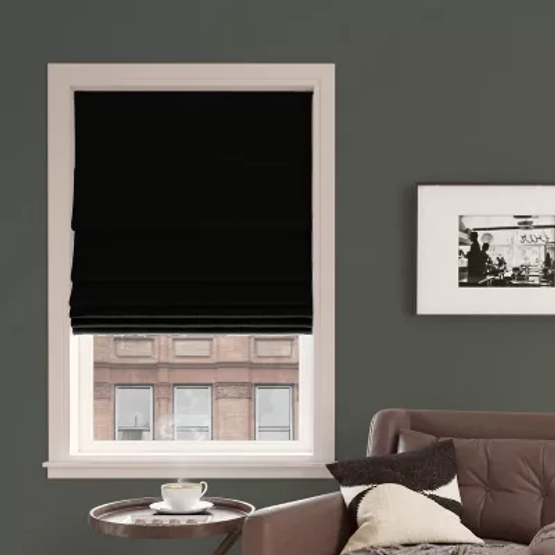 Sun Zero Pryer Energy Saving Cordless 100% Blackout Roman Shade