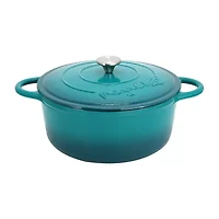 MegaChef 6.35 Quart Round Enameled Cast Iron Cast Iron Dutch Oven