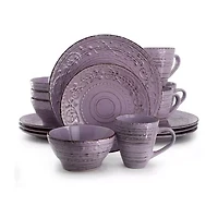 Elama Malibu Mica 16 Piece 16-pc. Stoneware Dinnerware Set