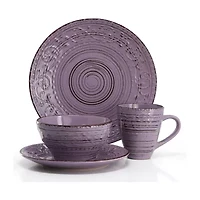 Elama Malibu Mica 16 Piece 16-pc. Stoneware Dinnerware Set
