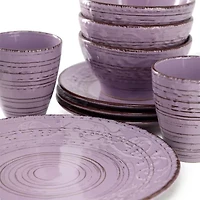 Elama Malibu Mica 16 Piece 16-pc. Stoneware Dinnerware Set