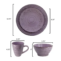Elama Malibu Mica 16 Piece 16-pc. Stoneware Dinnerware Set