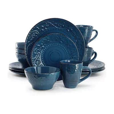 Elama Malibu Sea Glass 16 Piece Db 16-pc. Stoneware Dinnerware Set
