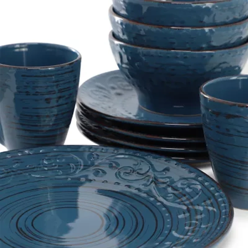 Elama Malibu Sea Glass 16 Piece Db 16-pc. Stoneware Dinnerware Set