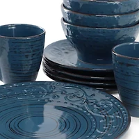 Elama Malibu Sea Glass 16 Piece Db 16-pc. Stoneware Dinnerware Set