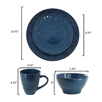 Elama Malibu Sea Glass 16 Piece Db 16-pc. Stoneware Dinnerware Set