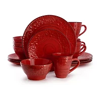 Elama Malibu Ocean Bloom 16 Piece 16-pc. Stoneware Dinnerware Set