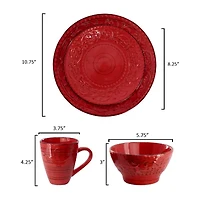 Elama Malibu Ocean Bloom 16 Piece 16-pc. Stoneware Dinnerware Set