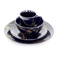 Elama Fine Marble 16 Pc Dark Blue 16-pc. Ceramic Dinnerware Set
