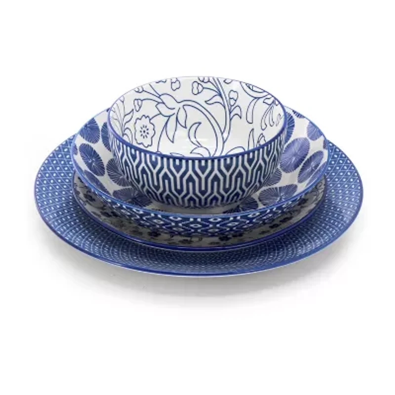 Elama Aurora 16 Piece 16-pc. Porcelain Dinnerware Set