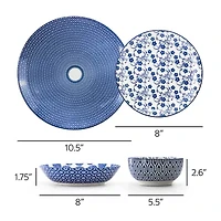 Elama Aurora 16 Piece 16-pc. Porcelain Dinnerware Set
