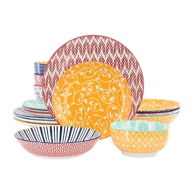 Elama Giovanna 16 Piece 16-pc. Porcelain Dinnerware Set