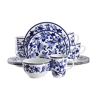Elama Cattleya 16 Piece 16-pc. Porcelain Dinnerware Set