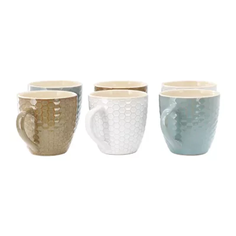 Elama Honey Bee 6 Piece Assorted 6-pc. Geometric Coffee Mug