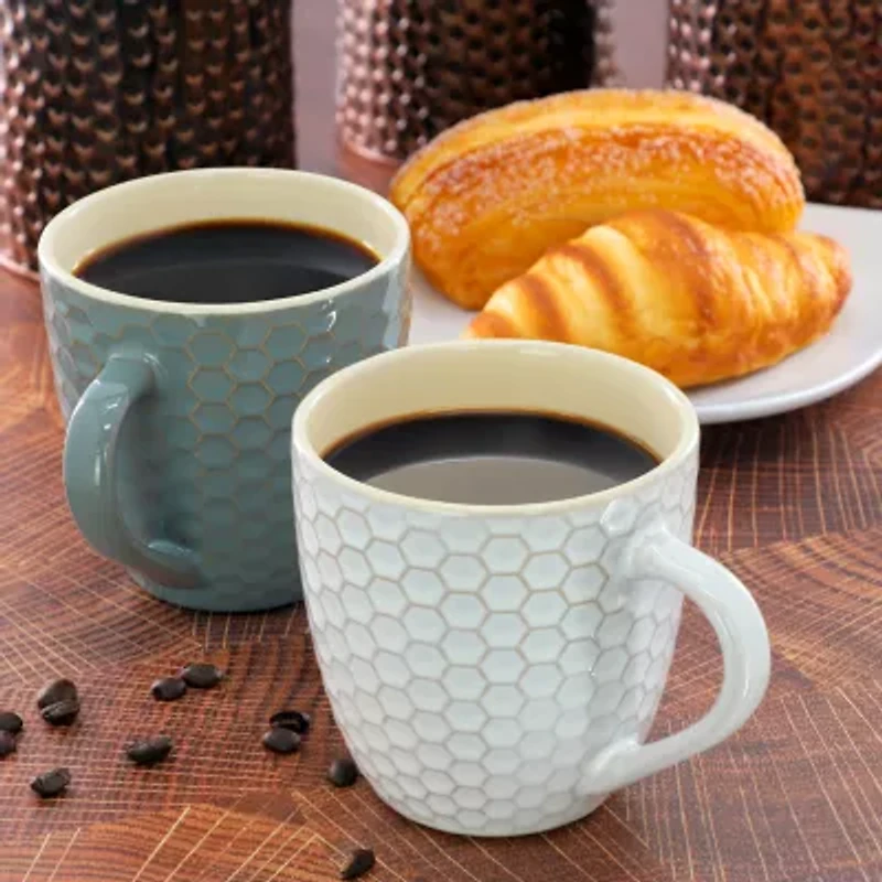 Elama Honey Bee 6 Piece Assorted 6-pc. Geometric Coffee Mug